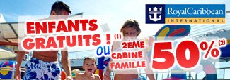 Croisières Enfants gratuits ou 2ème cabine famille à 50%! Croisières Enfants gratuits ou 2ème cabine famille à 50%!