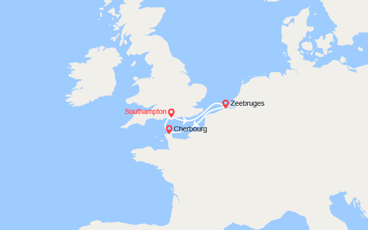 Carte itinéraire croisière angleterre belgique france