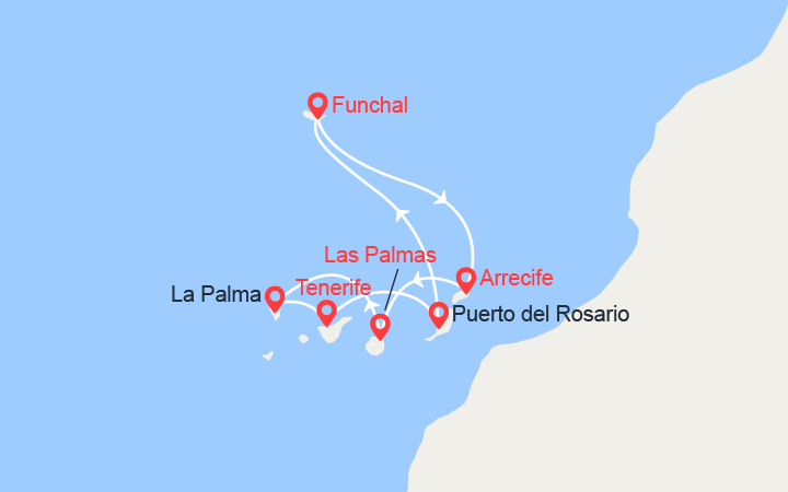 Carte itinéraire croisière canaries madere