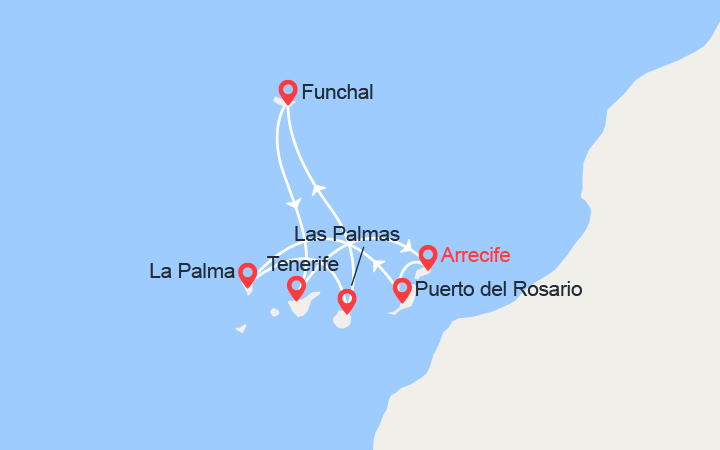 Carte itinéraire croisière canaries madere