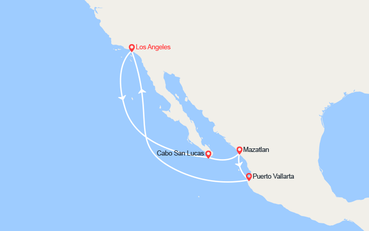 Carte itinéraire croisière cote mexicaine