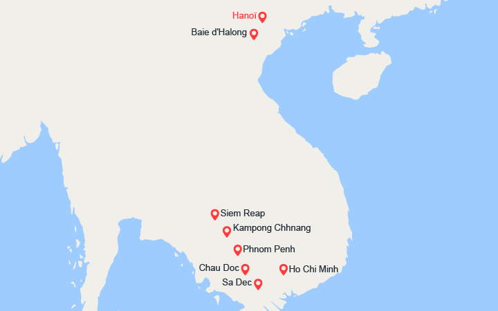 Carte itinéraire croisière du delta du mekong aux temples d angkor hanoi et la baie d halong 1h6_pp