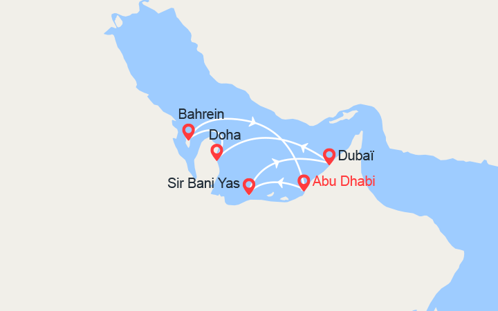 Carte itinéraire croisière emirats arabes unis qatar bahrein