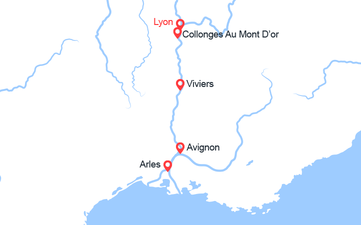Carte itinéraire croisière entre lyon la camargue et la provence avec un diner offert lmy_pp2