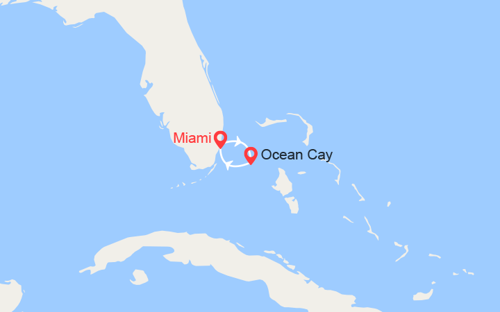Carte itinéraire croisière escapade sur l ile privee ocean cay