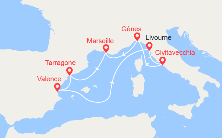 Carte Croisière Espagne, Italie Carte Croisière Espagne, Italie