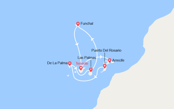 Carte itinéraire croisière Isole Canarie e Madera