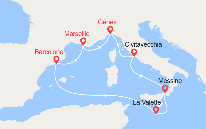 Carte Croisière Italie, Sicile, Malte Carte Croisière Italie, Sicile, Malte
