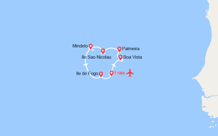 Carte itinéraire croisière l archipel du cap vert