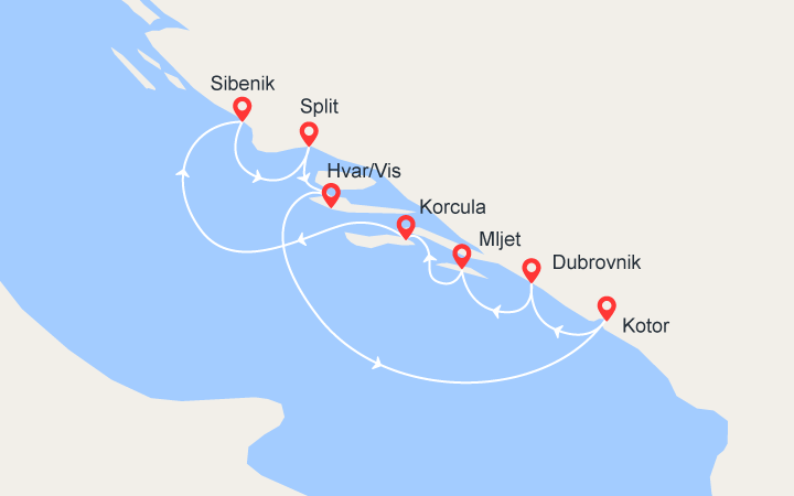Carte itinéraire croisière la croatie et le montenegro dhd_pp