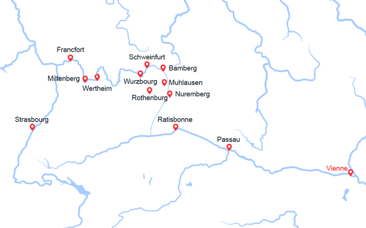 Carte itinéraire croisière la route romantique en croisiere du danube au rhin vms