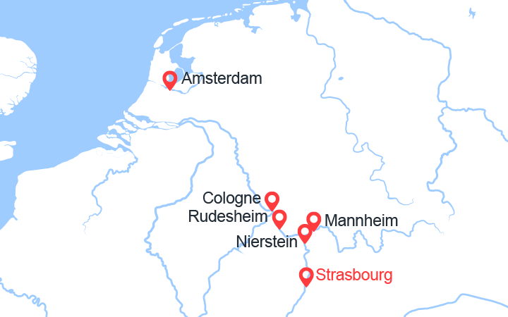 Carte itinéraire croisière la vallee du rhin romantique et la hollande hsa_pp