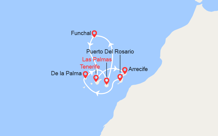 Carte itinéraire croisière madere canaries