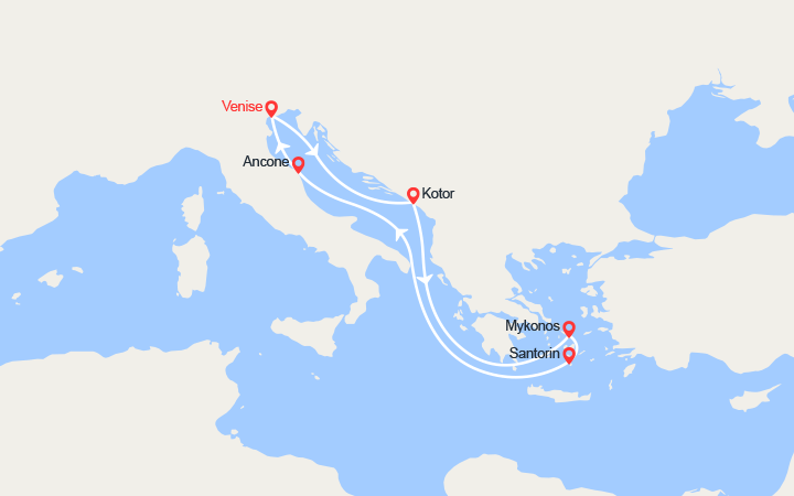 Carte itinéraire croisière montenegro iles grecques