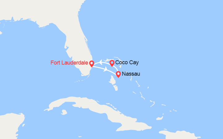 Carte itinéraire croisière nassau et cococay
