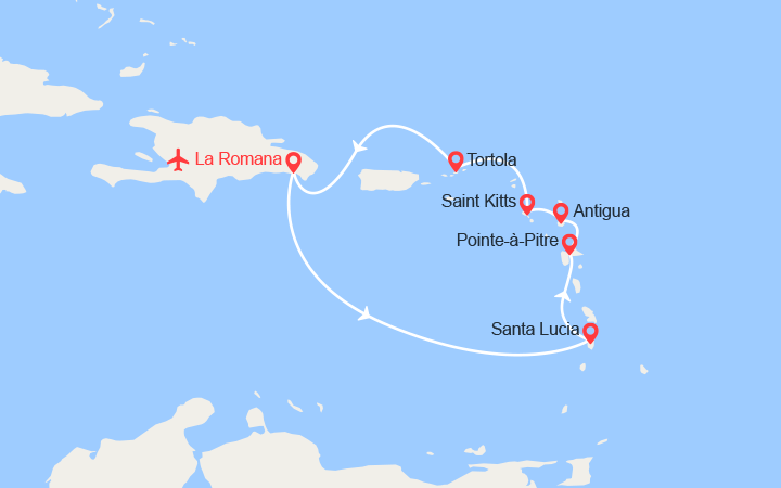 Carte itinéraire croisière Repubblica Dominicana, Antille, Isole Vergini - Voli inclusi