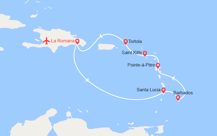 Carte itinéraire croisière Repubblica Dominicana, Antille, Isole Vergini - Voli inclusi