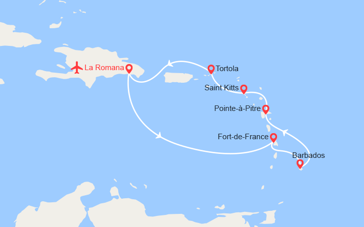 Carte itinéraire croisière Repubblica Dominicana, Antille, Isole Vergini - Voli inclusi