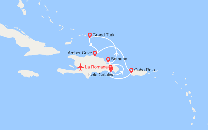 Carte itinéraire croisière Repubblica Dominicana, Isole Turks - Voli inclusi