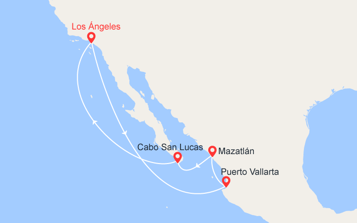 Carte itinéraire croisière Riviera Mexicana