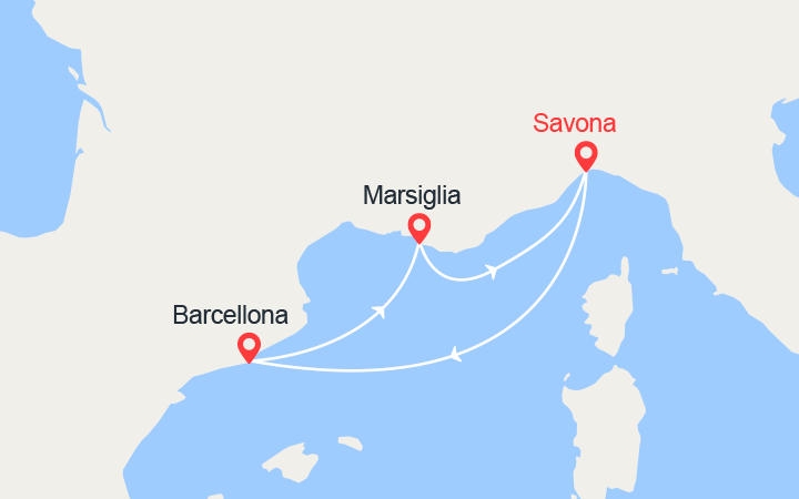 Carte itinéraire croisière Spagna e Francia