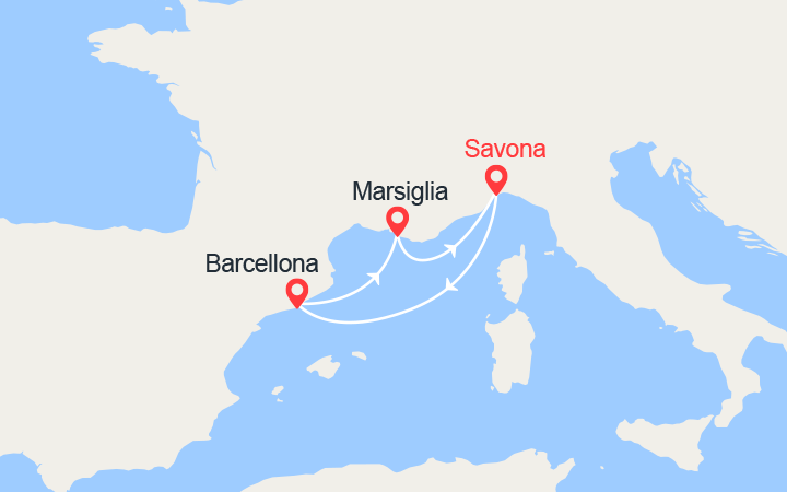 Carte itinéraire croisière Spagna e Francia