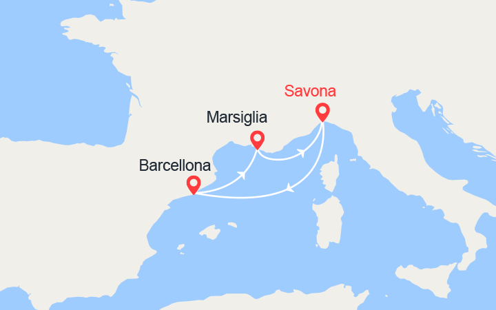 Carte itinéraire croisière Spagna e Provenza