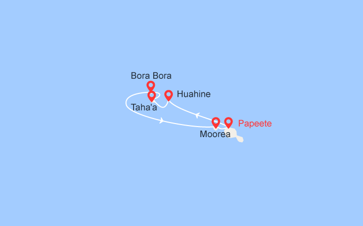 Carte itinéraire croisière Tahiti e Polinesia francese