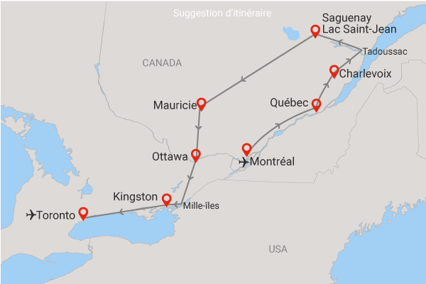Autotour Autotour Balade en Liberté du Québec à l'Ontario XL Canada Montreal