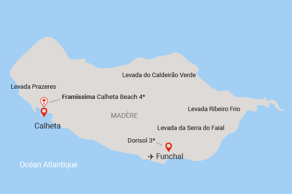 Circuit Randonnée le long des levadas (logement au Framissima Calheta Beach) Funchal Madere