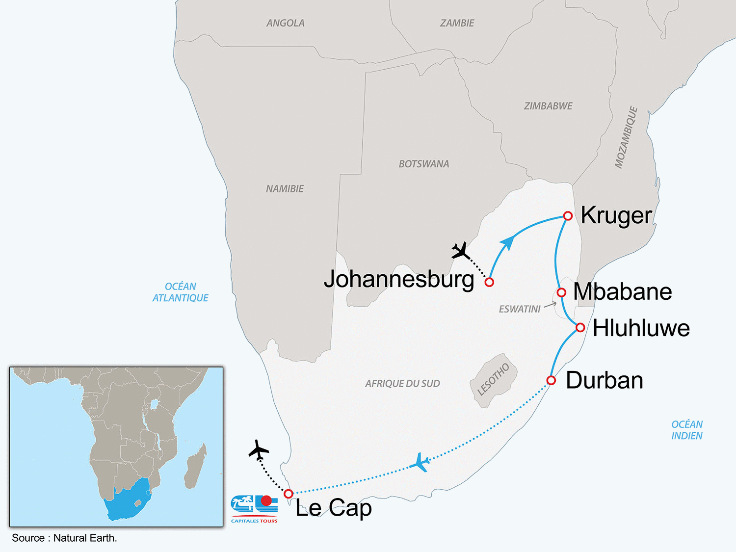 Circuit INCONTOURNABLES DE L'AFRIQUE DU SUD (Sur la Piste des Zoulous) Afrique Du Sud Johannesbourg