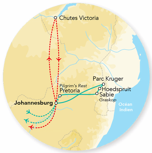 Circuit SPLENDEURS DU PARC KRUGER & EXTENSION CHUTES VICTORIA Afrique Du Sud Johannesbourg