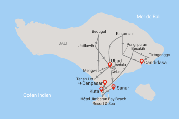 Circuit Balade à Bali + extension balnéaire à Jimbaran Bali Denpasar