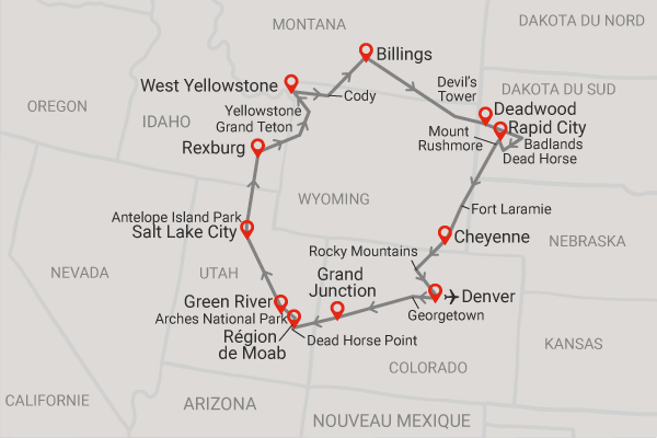 Circuit Circuit Grand Ouest Américain Mythique Etats-Unis Denver