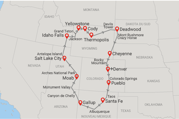 Circuit Tour des Rocheuses du nord au sud Etats-Unis Denver