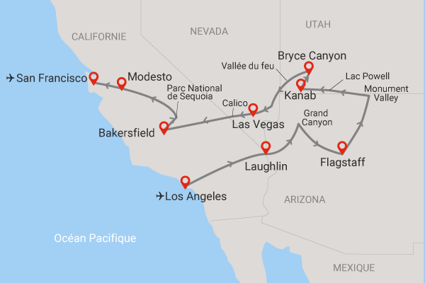 Circuit Circuit Grandeurs de l'Ouest Américain Etats-Unis Los Angeles