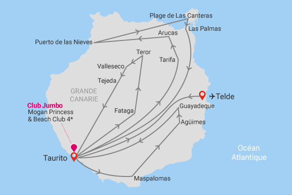 Circuit Beautés sauvages de Grande Canarie, logement au Club Jumbo Mogan Princess & Beach Club 4* Grande Canarie Las Palmas