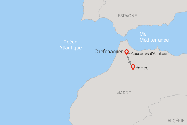 Circuit Bleu de Chefchaouen et cascades d'Akchour Maroc Fez