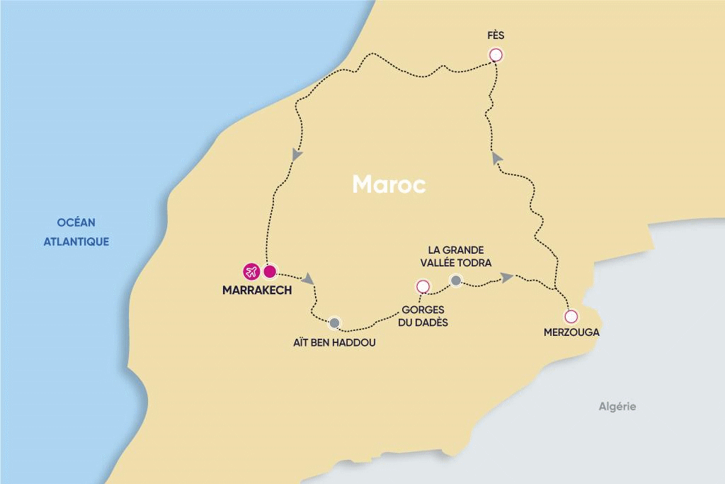 Circuit CIRCUIT MARRAKECH, FES & DESERT DE MERZOUGA Maroc Marrakech