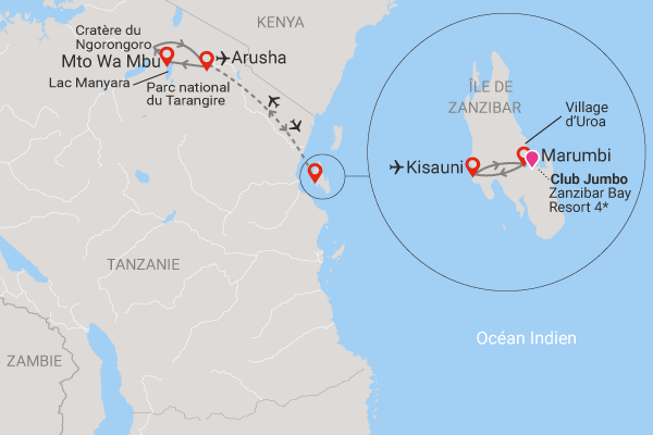 Circuit Safari au cœur du Ngorongoro et plages de Zanzibar 4* Tanzanie Zanzibar