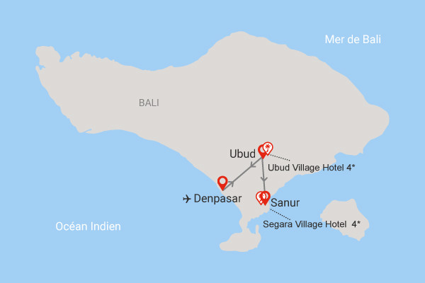 Geographie - Combiné hôtels Combiné Ubud Village Hotel et Segara Village Hotel  4*