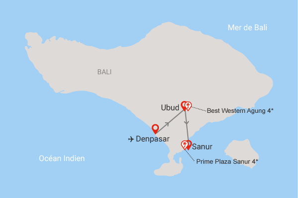 Combiné Best Western Premium Agung Resort Ubud et Prime Plaza Sanur Bali Denpasar
