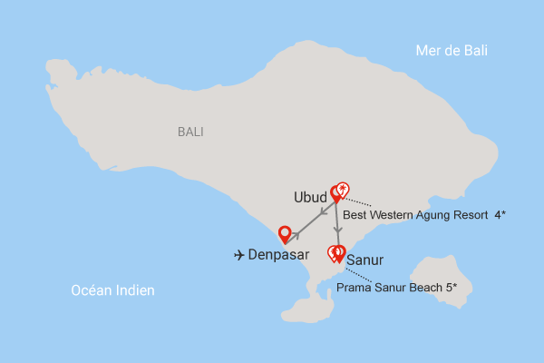 Combiné Entre Ubud et plages de Sanur - Best Western Agung Resort et Prama Sanur Beach Bali Denpasar