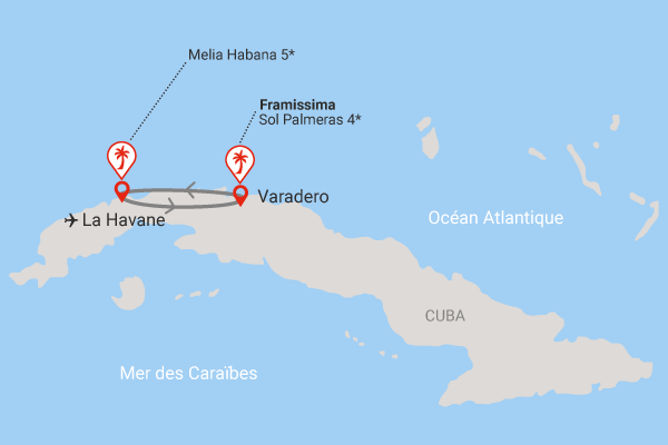Combiné Combiné séjour Charmes de La Havane et plages de Varadero (Melia Habana 5* et Framissima Evasion Sol Palmeras 4*) Cuba La Havane
