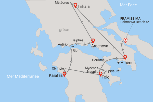 Combiné Grand Tour de Grèce 4* (en petit groupe) et extension7 nuits au Framissima Palmariva Beach 4* Grece Athenes