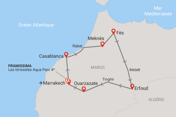 Combiné Richesses des villes impériales au grand sud marocain + extension Framissima Idrissides Aqua Parc 4* 3 nuits Maroc Marrakech