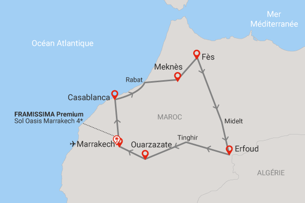 Combiné Richesses des villes impériales au grand sud marocain + extension Framissima Premium Sol Oasis 4* 3 nuits Maroc Marrakech