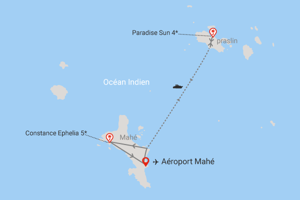 Combiné Combiné 2 îles - Paradise Sun 4* (4 nuits) + Constance Ephelia 5* (3 nuits) Seychelles Mahe
