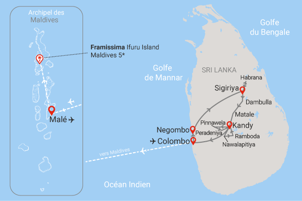 Combiné Authentique Sri Lanka 3* & extension Maldives au Framissima Evasion Ifuru Island Maldives 5* Sri Lanka Colombo