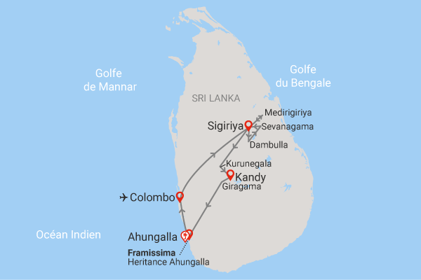 Combiné Circuit Joyaux du Sri Lanka (privatif) & plage au Framissima Heritance Ahungalla 5* Sri Lanka Colombo